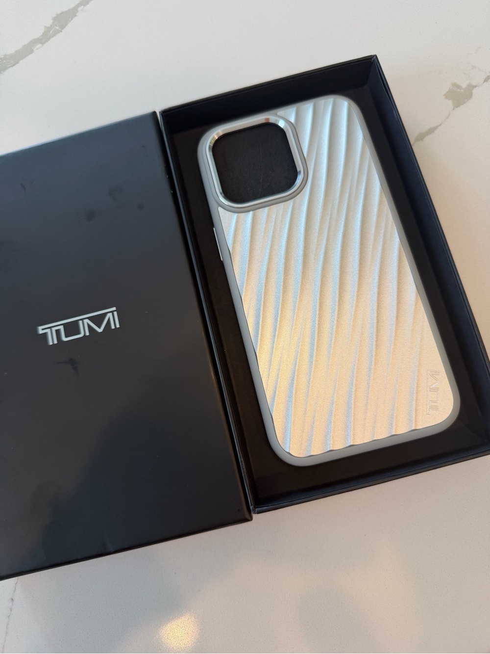 Tumi Silver Diagonal Textured iPhone Case
